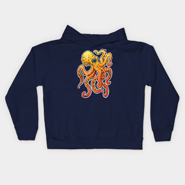 Octopus tattoo design Kids Hoodie by weilertsen